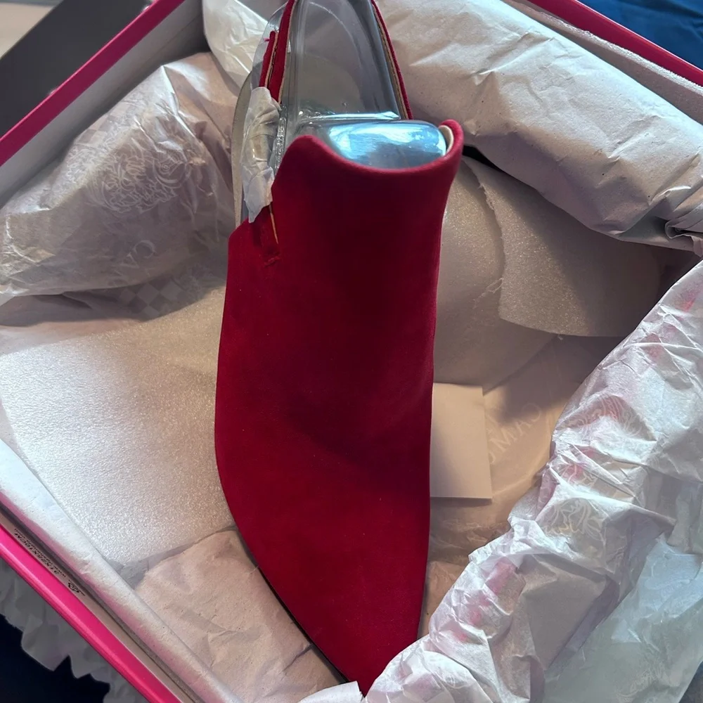 VINCE CAMUTO • Red Suede Heel Bootie • 7M • - Picture 3 of 11